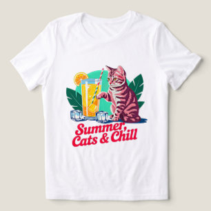 Gato de Verão Retro Relax - Linda Gata Rosa para M