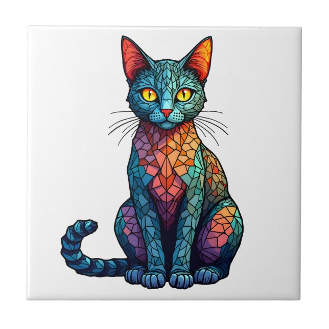 Gato de Vidro Manchado Multicolorido 784 (Frente)