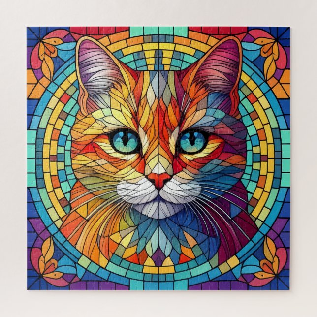 Gato de Vidro Quebra-cabeça Mosaico de Vidro (Vertical)