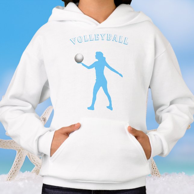 Gato de vôlei feminino com nome nas costas (Girls Volleyball Hoodie with Name on Back)