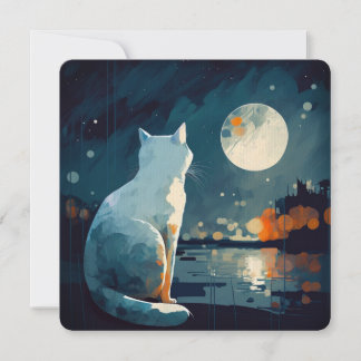 Gato debaixo da lua pelo lago - CARD