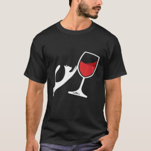 Gato Derrubando Copo de Vinho Camiseta Divertida d