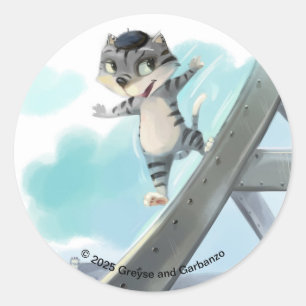 Gato Desliza Torre Eiffel – Adesivos Redondos de P