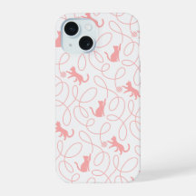 Gato Divertido e Padrão de Bola de Linha Coral Cla