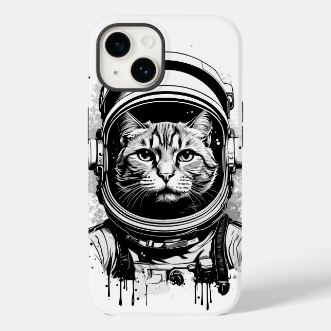 Gato do Astronauta Negro e Branco (Verso)