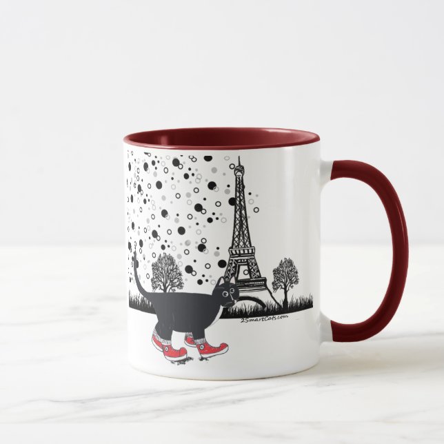 Gato do smoking na caneca de Paris (Direita)