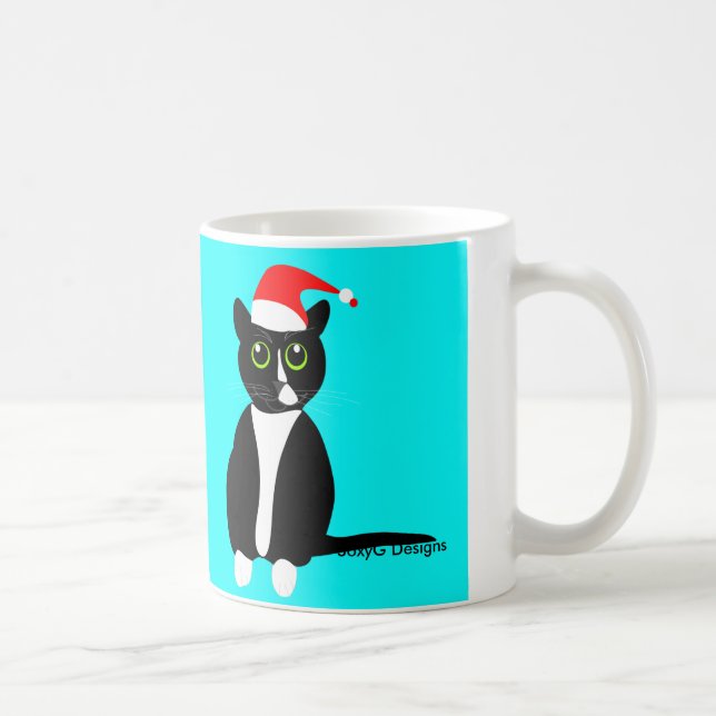Gato do smoking na caneca do chapéu do Natal (Direita)