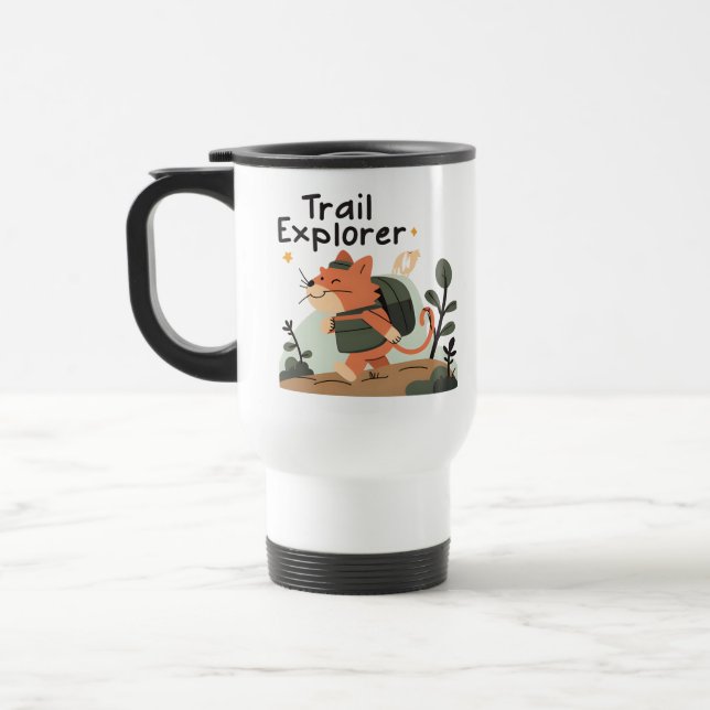 Gato do Trail Explorer - Caneca de viagem (Esquerda)