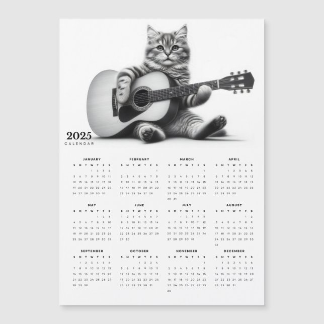Gato Doce e Violão Acústico 2025 Calendário do Mag (Frente)