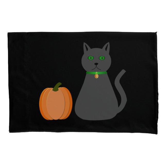 Gato e abóbora bonitos de Halloween impressão (Frente)