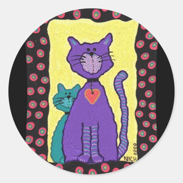 Gato e Gatinho Funk Roxo - adesivos (Frente)