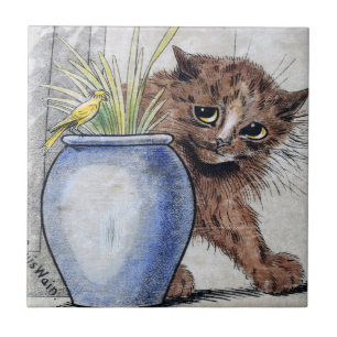 Gato e Pássaro Pequeno Amarelo, Louis Wain