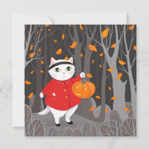 Gato e Pumpkin de Jack-o'-lanterno bonitos do