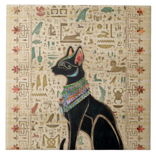 Gato Egípcio - Bastet sobre papiro