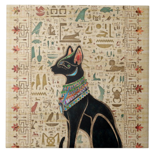 Gato Egípcio - Bastet sobre papiro (Frente)
