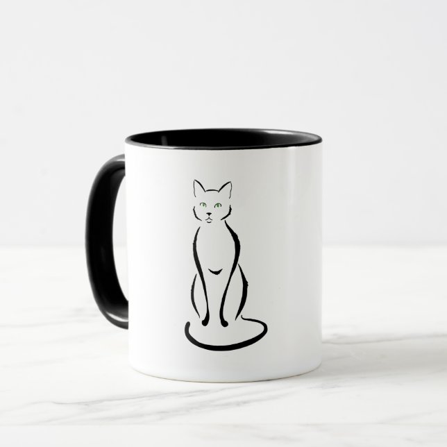 Gato elegante com a caneca dos olhos verdes (Frente Esquerda)