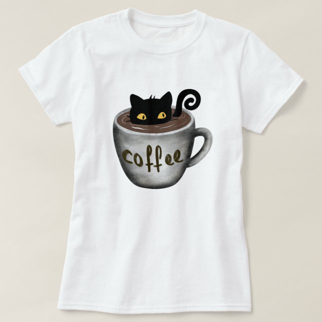Gato em camisas gráficas das camisetas t da caneca (Frente do Design)