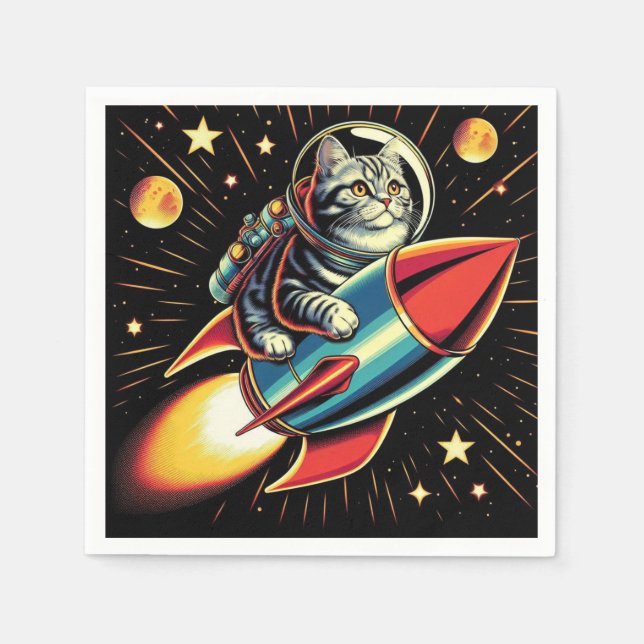 Gato em guardanapos de foguete! (Frente)