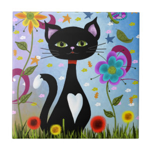 Gato Em Um Jardim Arte Abstrata