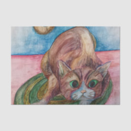 gato em um lenço de papel da esteira