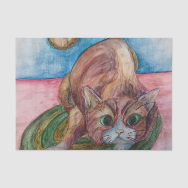 gato em um lenço de papel da esteira (Frente )