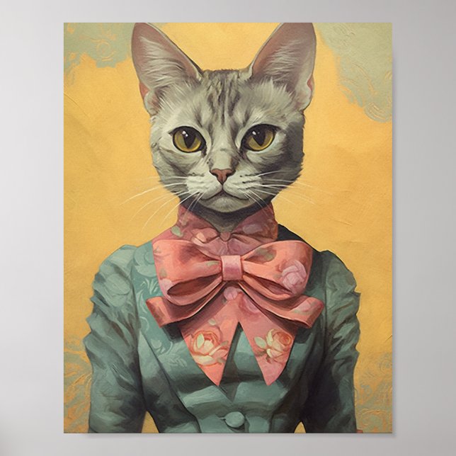 Gato em uma decoração de poster vestido (Frente)