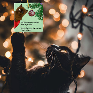 Gato Enfeite de Natal Marrom