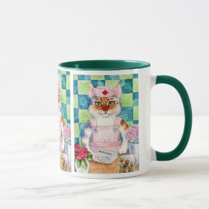 Gato, enfermeira, caneca do Striper de doces