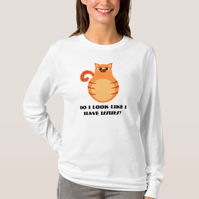 Gato engraçado com a camiseta das mulheres das (Frente)