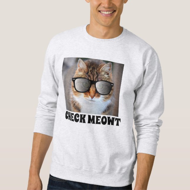 Gato engraçado com camisetas de MEOWT CHECK (Frente)