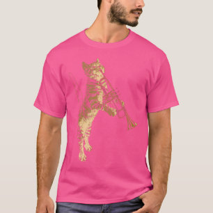Gato Engraçado De Camisa Jazz Com Tumpet Jazz Musi