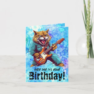 Gato Engraçado Músico de Aniversário Dobrou Cartão