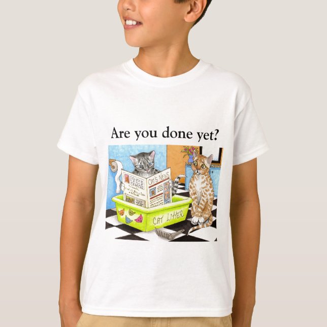 Gato engraçado na camiseta 464 (Frente)