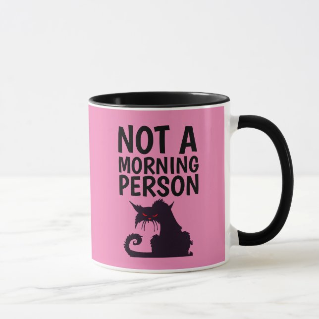 GATO ENGRAÇADO NÃO É UMA PESSOA MATINAL CANECAS DE (Direita)