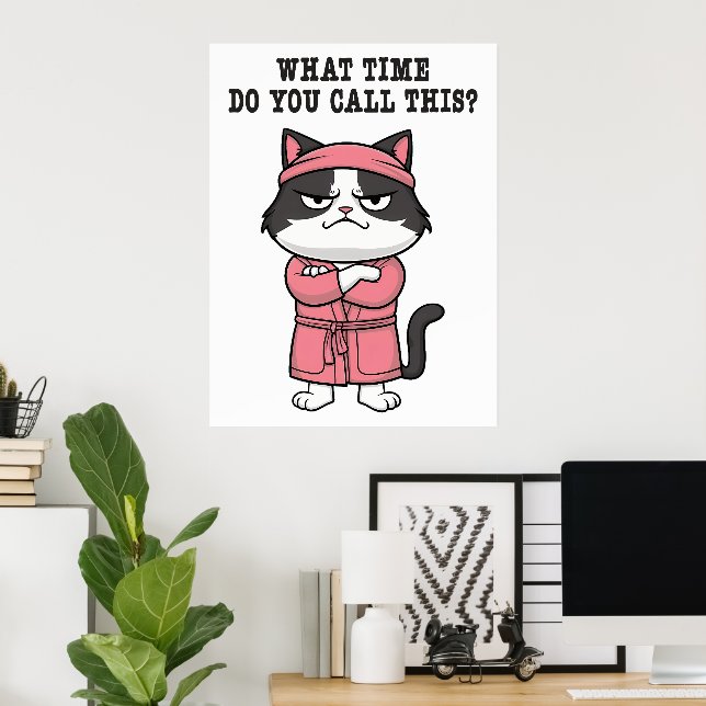 Gato Engraçado Perdeu Poster de toque de recolher (Escritório em casa)