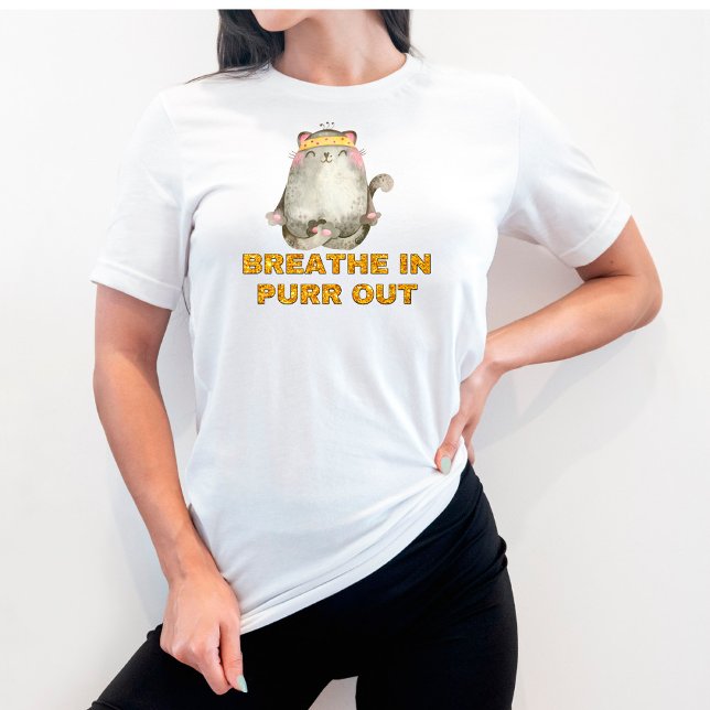 Gato Engraçado Respira Na Camisa De Yoga Purr Out (Criador carregado)