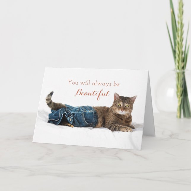 Gato Engraçado Vestindo Jeans Cartão de Aniversári (Frente)
