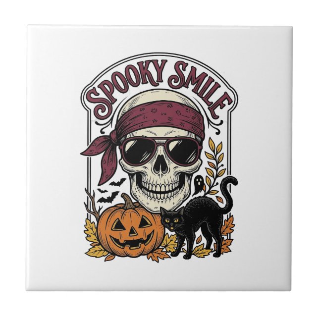 Gato Esqueleto de Halloween Gráfico de Abóbora Vin (Frente)