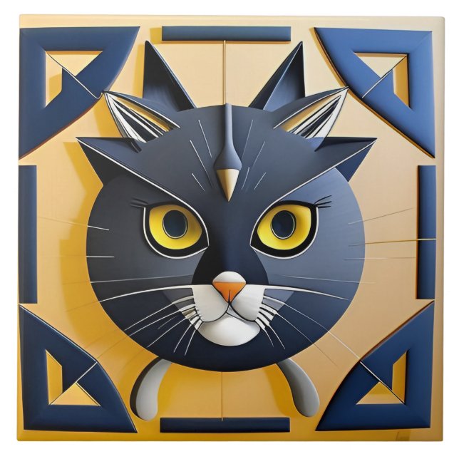Gato Estilizado Geométrico Abstrato (Frente)
