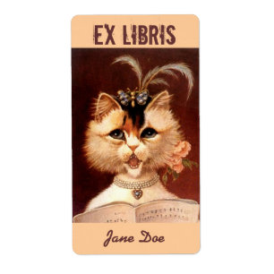 Gato EX do Victorian da etiqueta LIBRIS do livro