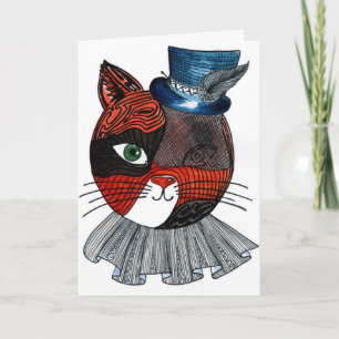 Gato Fantástico Steampunk em Cartão de Boas-Vindas