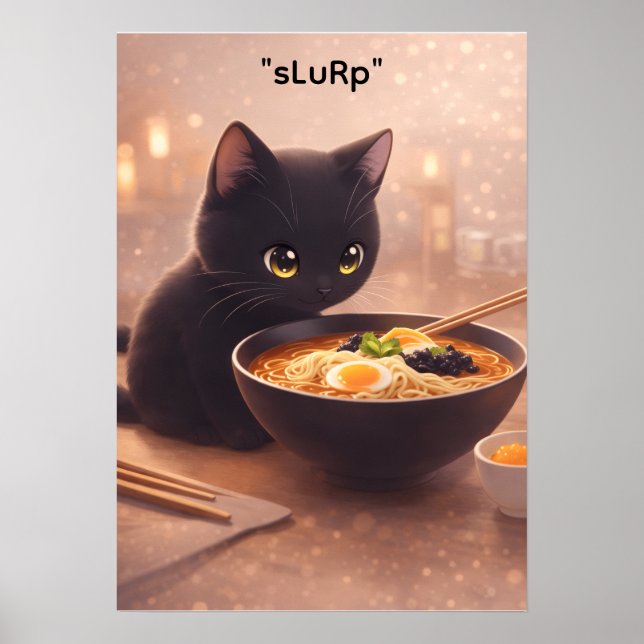 Gato fazendo ramen às 3 da manhã Poster (Frente)