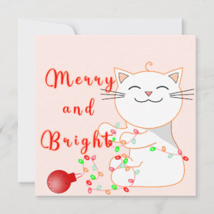 Gato Feliz Brincando Com Luz de LED   Cartão Plano