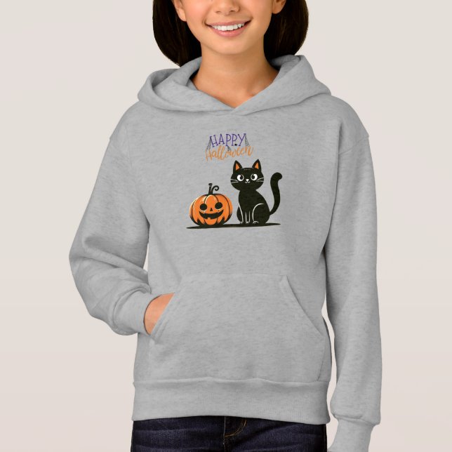 Gato Feliz Halloween & abóbora (Frente)