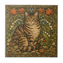 Gato floral botânico vintage elegante