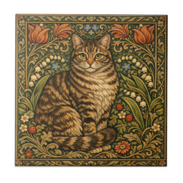 Gato floral botânico vintage elegante