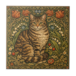 Gato floral botânico vintage elegante