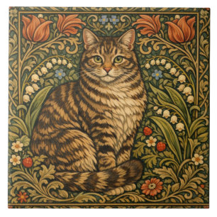 Gato floral botânico vintage elegante
