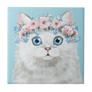 Gato floral branco doce