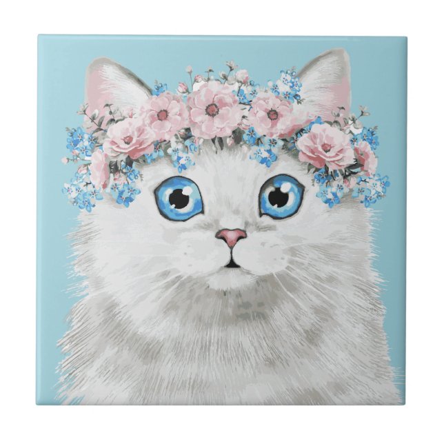 Gato floral branco doce (Frente)